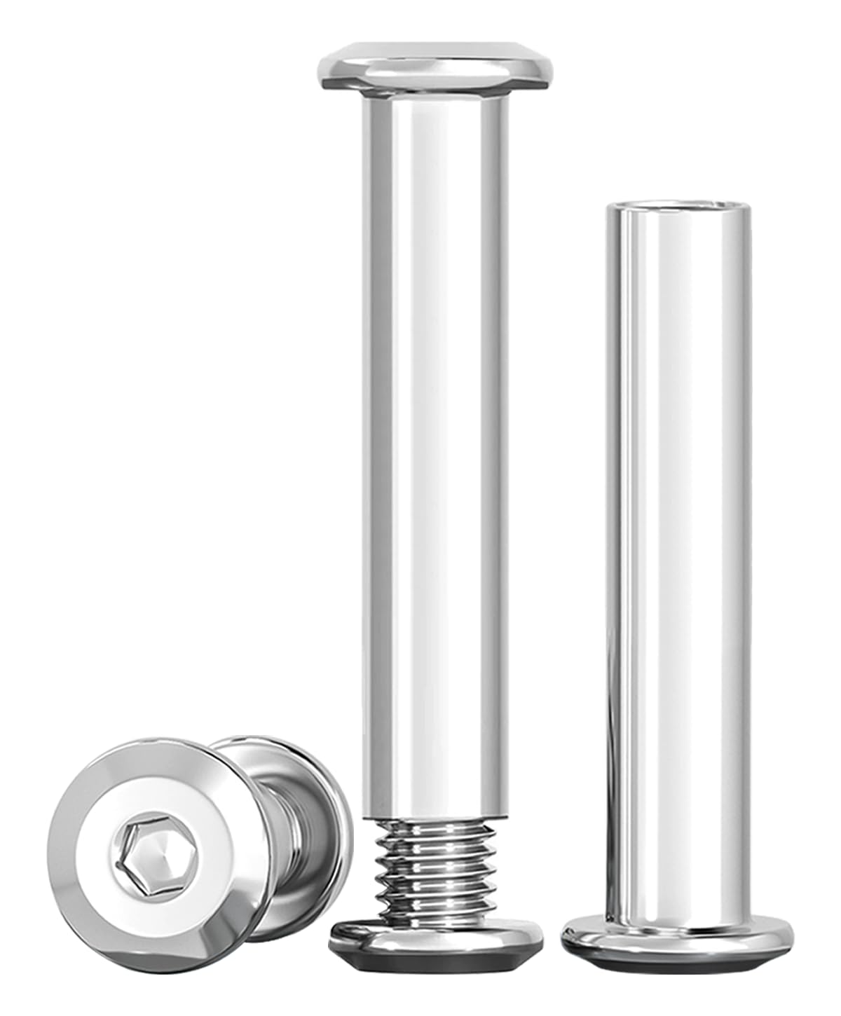 Drenky Barrel Nuts Kit M8 Furniture Connector Nuts M8X 35mm 304 Stainless Steel Bolts Rustproof Connection Screws Belt Buckle Binding Bolts for Leather Belt and Furniture Repair, 10 Sets