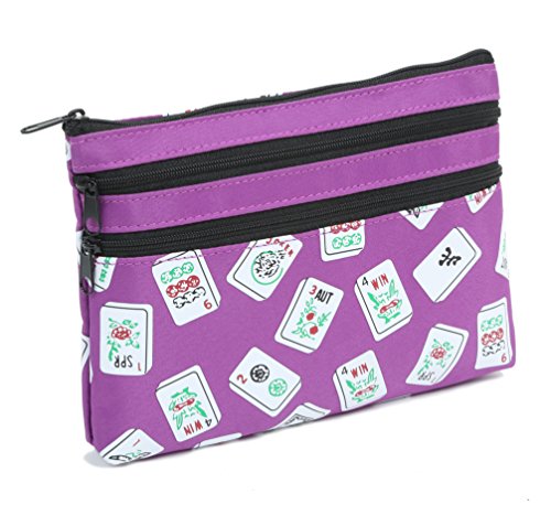 Mah Jongg Purple Color Tiles 3 Zipper Mah Jong Purse for Mahjong Card - Thumbnail 2
