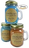 Candlecopia Driftwood, Man Cave and Rain Water Strongly Scented Sustainable Vegan Natural Soy Candles, Mini Mug 3-Pack