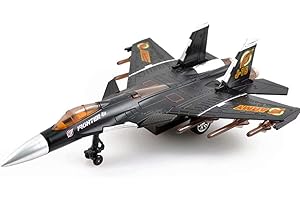 QIAONIUNIU Toy Airplane Model Planes Alloy Pull Back Fighter for Boys with Flashing Lights, Real Jet Sound (Black)