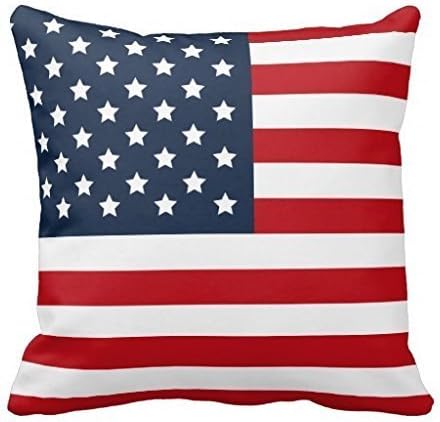 Cateyes Polyester Patriotic American Flag Red White Blue Throw Pillow Covers(16 x 16 Inches)