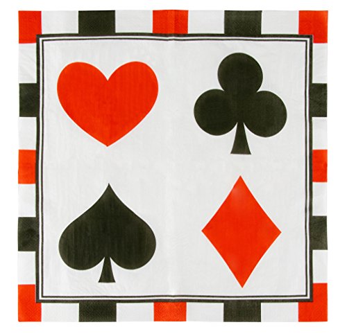 Cocktail Napkins - 150-Pack Luncheon Napkins, Disposable Paper Napkins Casino Party Supplies, 2-Ply, Poker Design, Unfolded 13 x 13 Inches, Folded 6.5 x 6.5 Inches