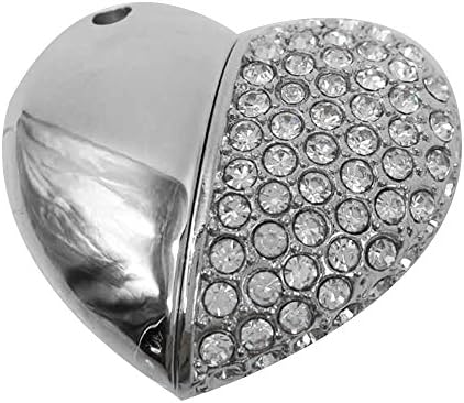 Kywish USB16GB/32GB/64GB with Romantic Jewelry Crystal Heart Appearance 2.0 USB Flash Drive with Big Capacity As a gift for girl (16G, white)
