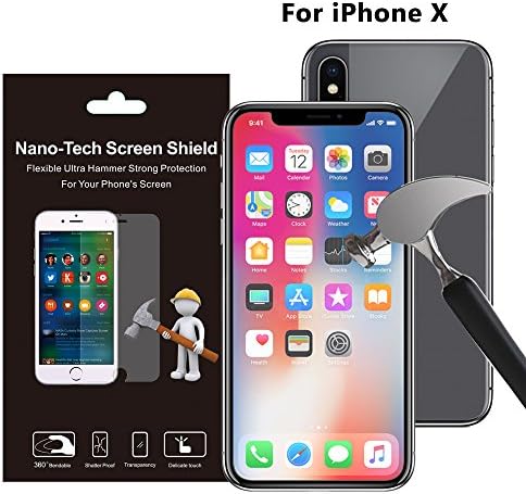 iPhone X Nano-Tech Screen Shield Glass Screen Protector [Anti-Scratch / Anti-Fingerprint / Crystal Clear-Protection / Flexible Material / Does Not Brake]