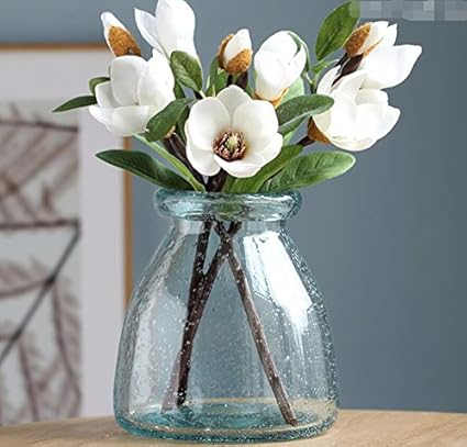 Xhopos Home Artificial Flowers Living Room Bedroom Blue Glass Vase