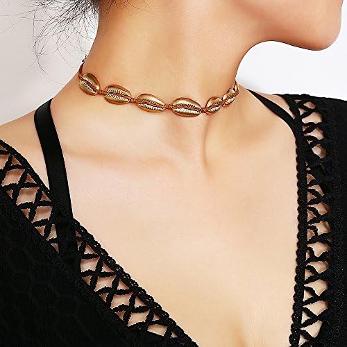 Natural Shell Choker Vintage Velvet Rope Beads Natural Simple Shell Necklace