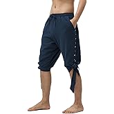 JIEFULL Men's Pirate Shorts- Renaissance Costume Trousers- Medieval Retro Pants -Viking Shorts