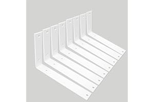 WINKER Shelf Brackets 10 Inch Wall Brackets L Brackets 8PCS Heavy Duty Brackets for Shelves Metal White Rustic Industrial Brackets for DIY Opening Shelves Project Hardware Included