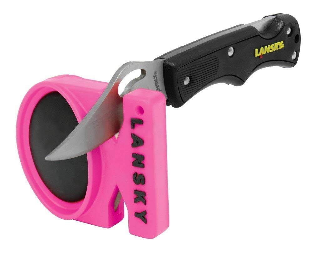 Lansky Quick Fix Sharpener, Med/Fine Grit, Pink, Clam #PFIX