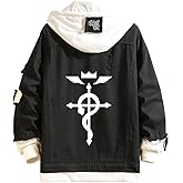 Wxmiyno Adult Edward Elric Cosplay Jacket Hoodie Pullovers Sweater Fullmetal Alchemist Costume Halloween Pullover Zip