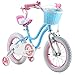 RoyalBaby Stargirl Kids Girls Bike Bicycle with Basket Training Wheels Kickstand 16 Inch Blue
