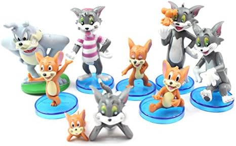Tom and Jerry Figures Toys Set 9 Pcs (3cm - 7cm Approx) Cat Mouse