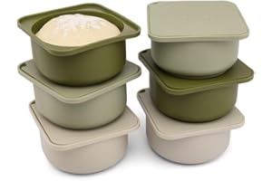 babadoh Pizza Making Accessories | Pizza Dough Proofing Containers with Lids | Set of 6 | The Perfect Pizza | Multi Green (2 Dough, 2 Sage, 2 Green)