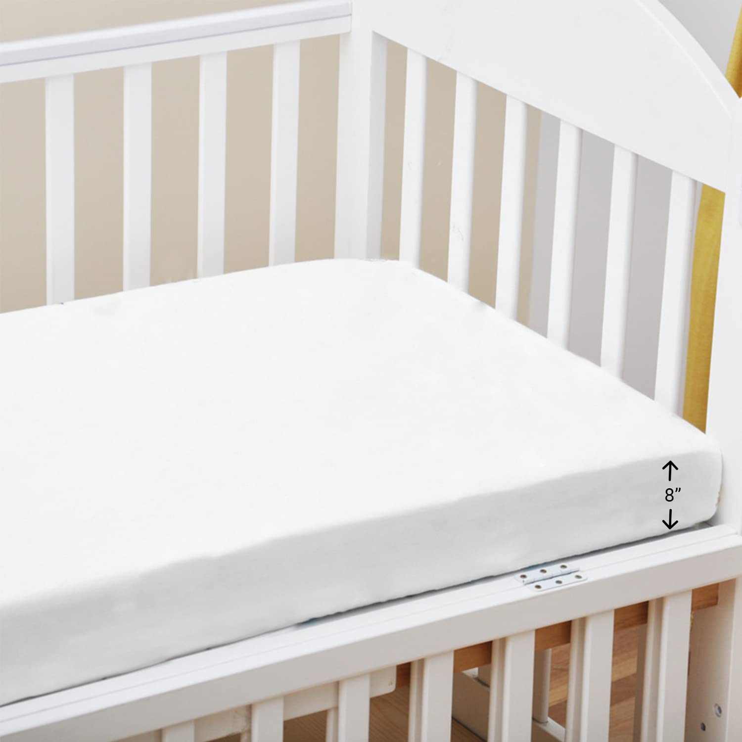 Pizuna 100% Cotton Fitted Cot Sheets White, 400 Thread Count Long Staple Cotton Fitted Cot Sheets 140 x 70 cm, Sateen Weave 15 cm Deep Fitted Sheets 1 PC White — image 1