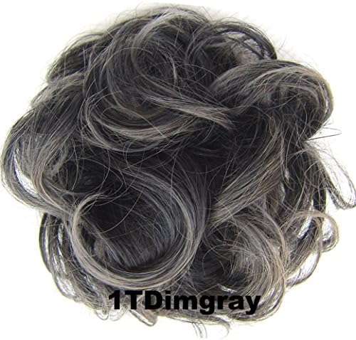 Beauty Wig World Scrunchie Bun Up Do Hair piece Hair Ribbon Ponytail Extensions Wavy Curly or Messy Various Colors 1TDimgray