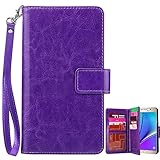 Galaxy Note 5 Case, Note 5 Case BENTOBEN Note 5 Wallet Case Stand Premium PU Leather Folio Book Style Multiple Card Slots Cash Pocket with Magnetic Closure Case Cover for Samsung Galaxy Note 5 Purple