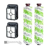 RONGJU 2 Packs Tangle-Free Multi-Surface Pet Brush Rolls + 2 Packs Vacuum Filters 1866 Replacement for Bissell CrossWave Vacuum Cleaner, Compare to Part 1613568&161-3568, 1608684