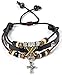 Areke Alloy Genuine Leather Bracelet Mens Unisex Bangle Rope Cross Surfer Wrap Adjustable Bracelets