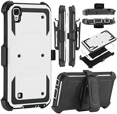 Alcatel One Touch Idol 4/Nitro 4/Nitro 49 Case,Heavy Duty Shockproof[Kickstand][Belt Swivel Clip]Dual-Layer Full-Body Armor Rugged Protection Carrying Case With Built-in Screen Protector (White)