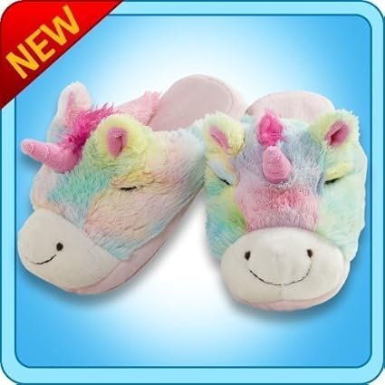 Amazon Com My Pillow Pets Rainbow Unicorn Slippers Medium