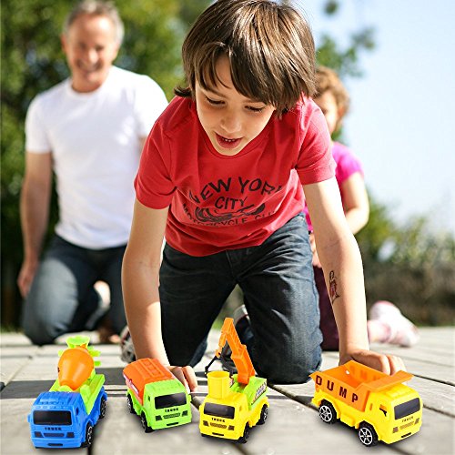 EsOfficce Construction Vehicles Set, Pull Back Vehciles,Die Cast Constructions Trucks, Construction Toys Set with Road Signs Tools and Street Play Mat, Engineering Vehicles for Kids 3 + - Thumbnail 6