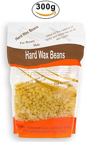 Hard Wax Beans, Amwell Natural Full-Body Hair Removal Hard Wax Beans for Facial Arm Legs & Sensitive Areas, Depilatory Pearl Hard Wax for Women Men, 300g/10oz-Honey