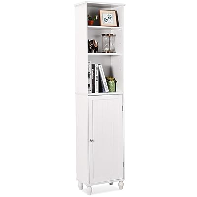 Giantex Storage Cabinet with Adjustable Shelves, White, 15" x 9" 63"