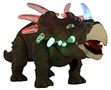 FanBell Battery Powered Triceratops Dinosaur Toy Realistic Sounds and Fun Lights, Walks and Roars(Colors May Vary)