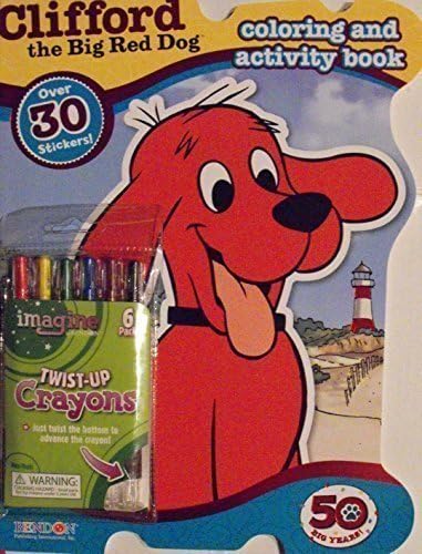 Clifford the Big Red Dog Bundle-C- 64 Page Shaped Coloring and Activity Book with Stickers. Plus One Six Pack Twist-Up Crayons.