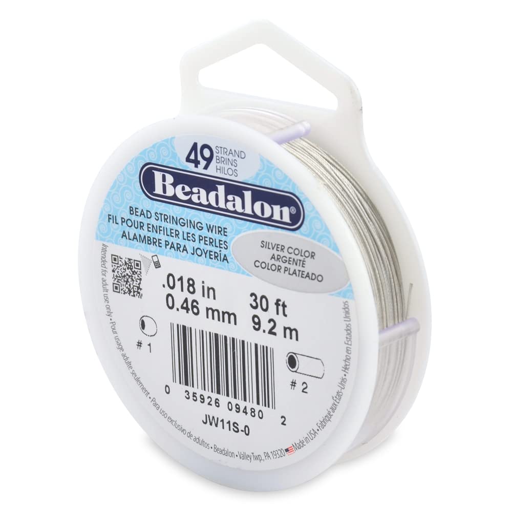 Beadalon 0.46 mm Diameter 9.2 m Reel 49 Strand Wire, Silver