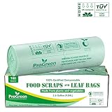 ProGreen 100% Compostable Bags 2.6 Gallon, Extra Thick 0.71 Mil, 100 Count, Small Kitchen Trash Bags, Food Scraps Yard Waste Bags, Biodegradable ASTM D6400 BPI and VINCOTTE Certified.