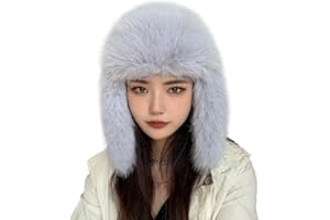 BSYLOO Luxurious Faux Mink Fur Ladies Trapper Hat，Pure Color Simplistic Women’s Winter Hat，Furry Ushanka Warm Hat