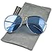 FLAWLESS EYEWEAR Oval Oceanic Lens Twirl Metal Design Frames Pilot Police Sunglasses (Blue, 65)