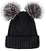 Arctic Paw Women's Black Beanie for Winter Chunky Knit Pompom Ski Snowboard Beanie Hat