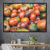 Framed Canvas Wall Art Vibrant Vegetables Citrus Colorful Farmhouse/Country Fruit Group Modern Art Multicolor Photography - 16x24 inches