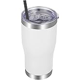 VEGOND 20oz Tumbler Stainless Steel Tumbler Cup with Lid And Straw Vacuum Insulated Double Wall Travel Coffee Mug(White 1 Pack)
