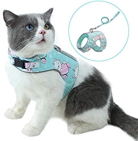 Dimerryi Cat Harness and Leash for Walking Escape Proof Reflective Adjustable Vest Harness Outdoor Breathable Mesh Jacket for Cat Small Dog with Innovative Anti-Lost Cards