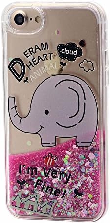 Keyihan iPhone 6 Plus / 6S Plus Case for Girl Cute Pink Glitter Dynamic Flowing Liquid Quicksand Soft Edge Cover Floating Bling Sparkle Love Heart for Apple iPhone 6S Plus (Dreaming Elephant)