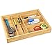 Ybj-ake Expandable Cutlery Tray & Utensils Drawer Organizer for Silverware, Flatware Organizer with 5 Compartments & Kitchen Drawer Storage with Bamboo