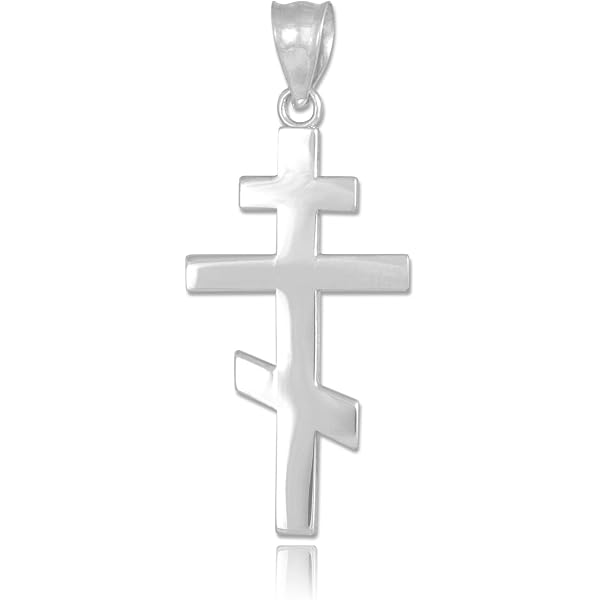 10k White Gold Orthodox Cross Pendant With Diamonds - IC XC NIKA Jesus Christ Conquers