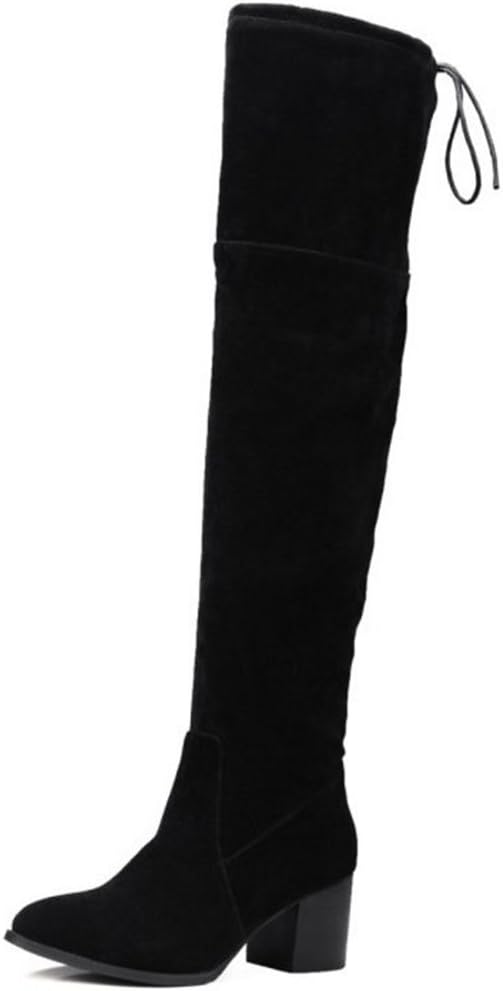 Smilice Large Size & Small Size Women Over The Knee High Boots with Block Heel