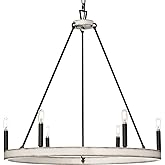 Progress Lighting P400302-31M Galloway Collection 6-Light Modern Farmhouse Chandelier Matte Black with Distressed White Accen