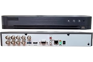 KAFFE HIK 8CH 5MP DVR iDS-7208HQHI-M1/S AcuSense Series-8 Channel DVR Supports 5MP HD-TVI CVI AHD HD Analog Coax + up to 4 IP Channels H.265+ Compatible with Hikvision Hik-Connect APP (No HDD Included)