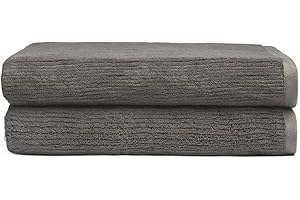 Cozy Earth Ribbed Bath Sheet Set - 60% Cotton 40% Viscose from Bamboo Bath Sheets - Soft & Absorbent Textured Ribbed Pattern - 2 Pack Charcoal