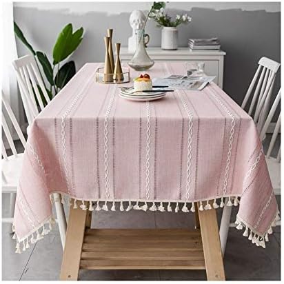 テーブルクロス 北欧 売買 クリスマス ピンク 透かし刺繍 ストライプ ジャカード 長方形 コットンテーブルクロス 260cm 140cm X リネン Tablecloth テーブル装飾