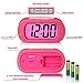 ZHPUAT Colorful Light Digital Alarm Clock with Snooze, Simple Setting, Progressive Alarm, Battery Operated, Shockproof, The Ideal Gift Clock for Kids & Convenient for Travel (Pink)