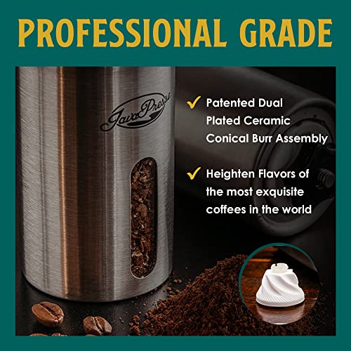 JavaPresse Manual Coffee Grinder — Stainless Steel Manual Conical Burr