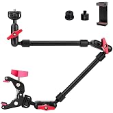 YAYOYA 22" Articulating Magic Arm Camera Mount, Desk Clamp Overhead Mount | Anti-deflection lock, anti-slip pads, 0.55lb load, 1/4 3/8 5/8 adapters, aluminum, POV, light, phone, webcam, mic, vlogging