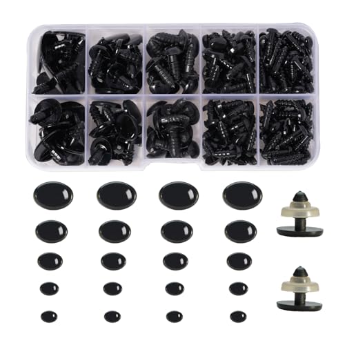 Zhbrchz 272pcs Plastic Safety Eyes and Noses 5 Sizes Black Craft Oval Nose Eyes with Washers for Amigurumi Crochet Bears Puppet Stuffed Animals Doll Making