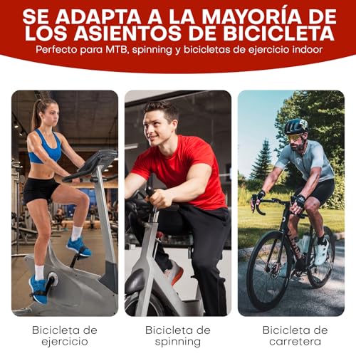 Samos® Sillin Cubre Bicicleta Gel, Asiento Cojin, Funda Sillín Acolchado y Comodo, Estatica Gel para Bicicleta MTB y Spinning, Accesorios para Bici, Confortable para Bici Estática